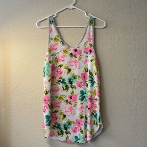 Women's Flowy Split-Top Tunic, grey/floral